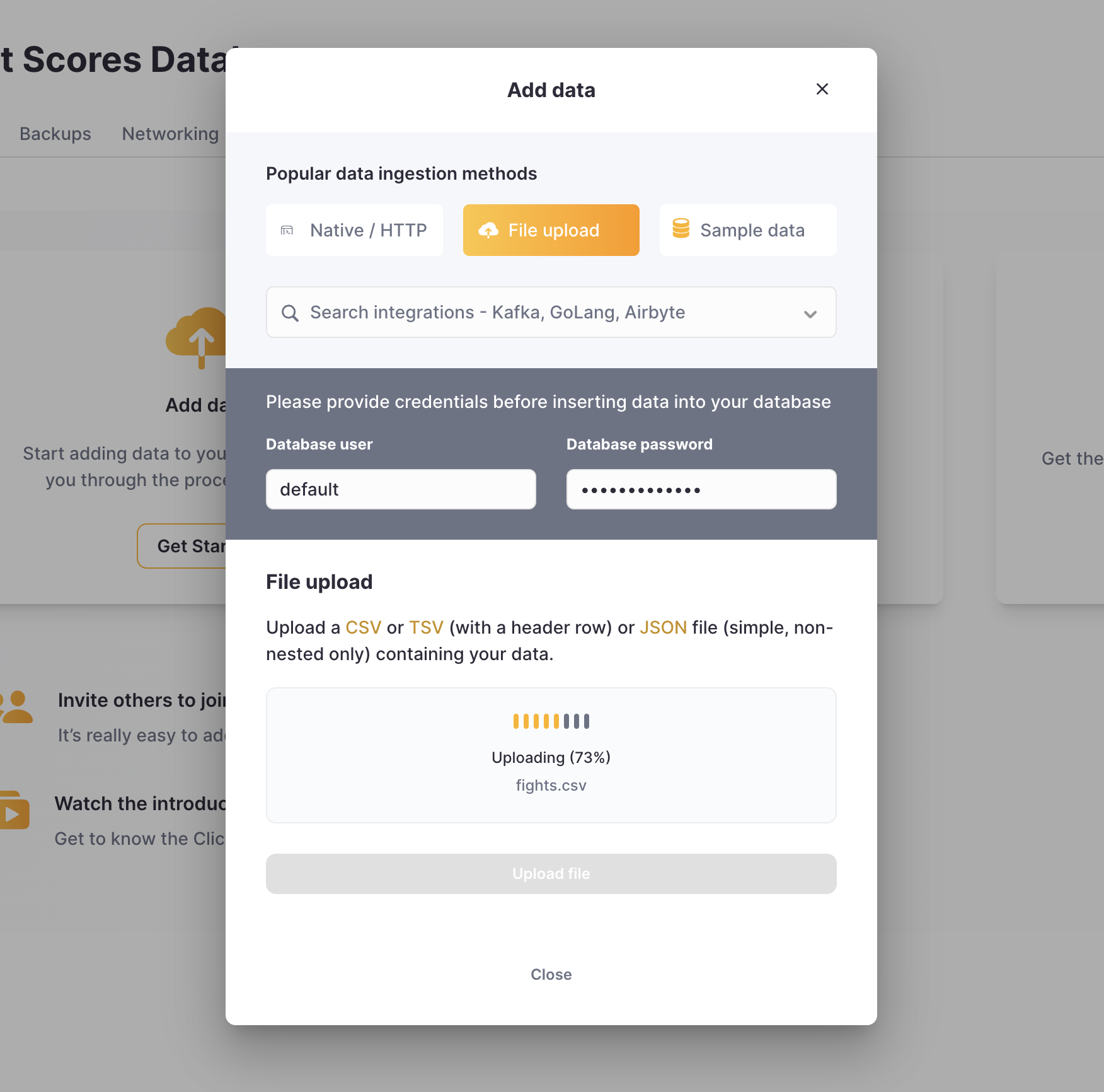 Uploading a CSV into ClickHouse Cloud